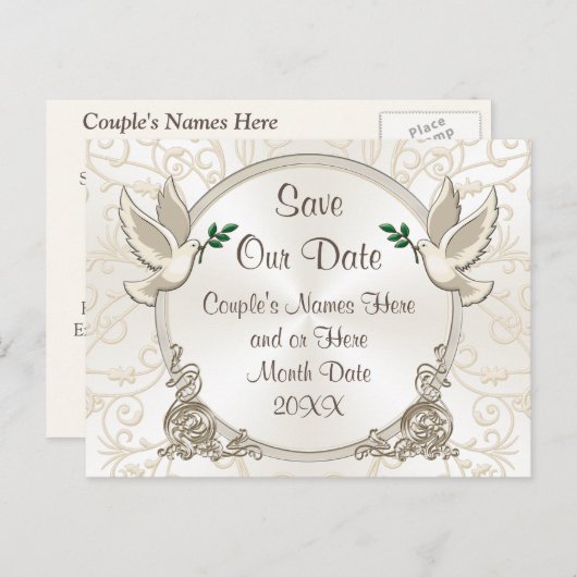 Herrlich Gerettet unsere Datumsfarben, Textfarben Ankündigungspostkarte (Vorne/Hinten)