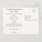 Herrlich Gerettet unsere Datumsfarben, Textfarben Ankündigungspostkarte (Rückseite)