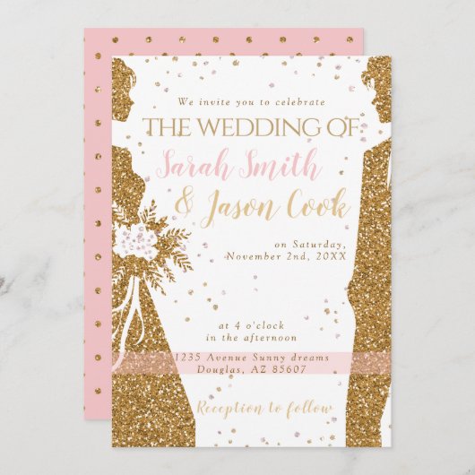 Herrlich - Goldrosa EINLADUNG 1 (Vorne/Hinten)