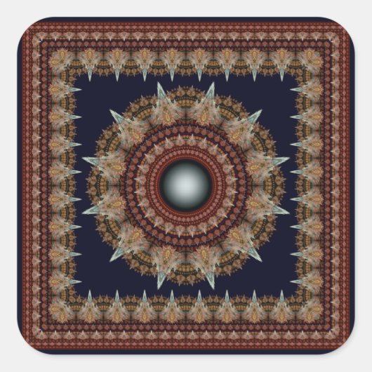 Herrlich leuchtendes Fraktal Quadratischer Aufkleber (Vorderseite)