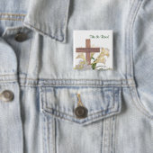Herrlich! Osterlilien u. hölzernes Kreuz Button (Beispiel)