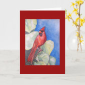 Herrlich rote Kardinal GRUSS-KARTE Karte (Gelbe Blume)