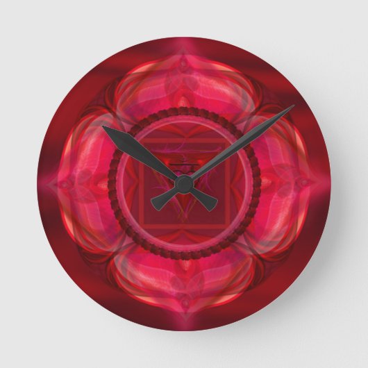 Herrlich Ruby Red Mandala Clock! Runde Wanduhr (Vorderseite)