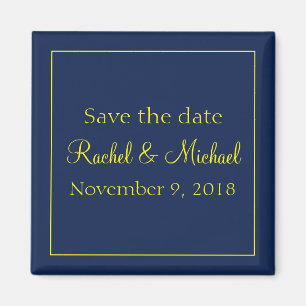 Herrlich Save the Date blau und gelb Magnet