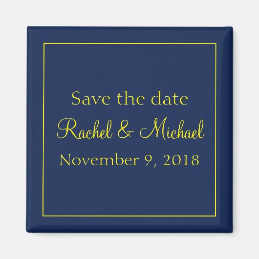 Herrlich Save the Date blau und gelb Magnet (Vorne)