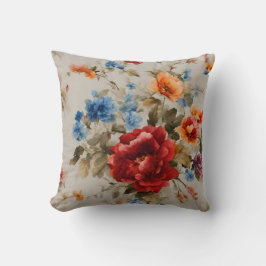 Herrlich zartes Rot, Blau, Gelb, Rosa Blume Kissen