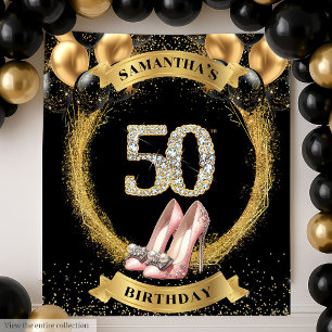Herrliche 50. Geburtstag Diamantziffern hohe Absät Wandteppich