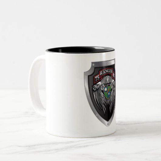 Herrliche 75. Ranger Regimental Scroll Zweifarbige Tasse (Vorderseite Links)