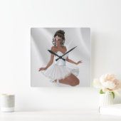 Herrliche Afroamerikaner-Ballerina Quadratische Wanduhr (Zuhause)