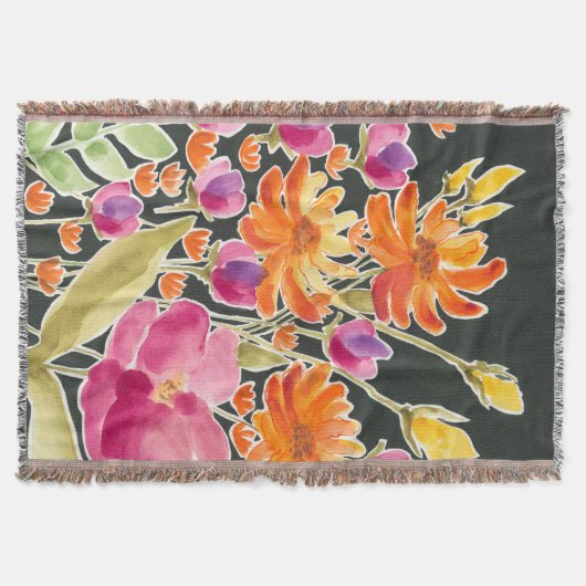 Herrliche Ansammlung - Rosa und orange Blume Decke (Vorderseite)