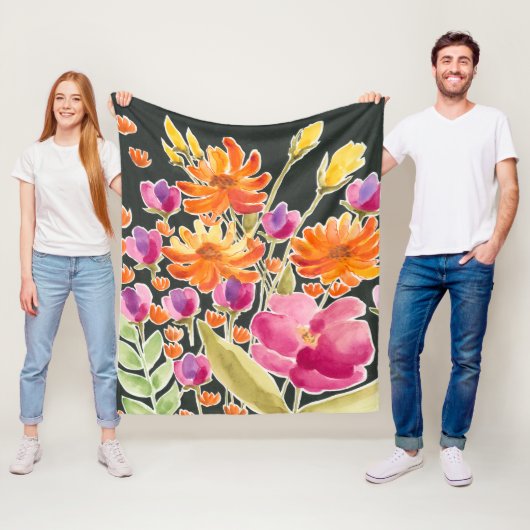 Herrliche Ansammlung - Rosa und orange Blume Fleecedecke (Beispiel)