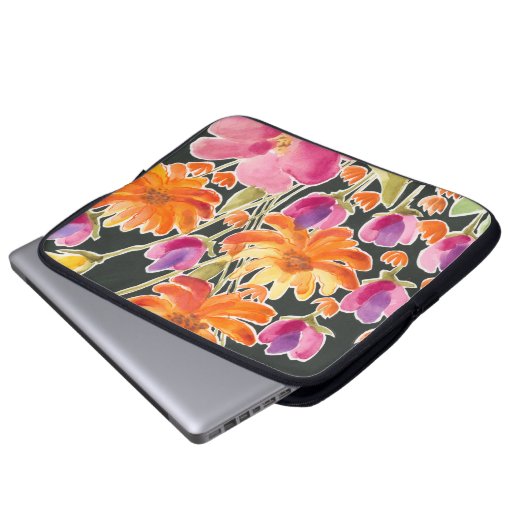 Herrliche Ansammlung - Rosa und orange Blume Laptopschutzhülle (Vorne Knopf)