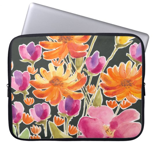 Herrliche Ansammlung - Rosa und orange Blume Laptopschutzhülle (Vorderseite)