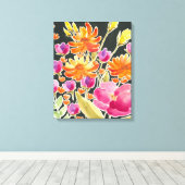 Herrliche Ansammlung - Rosa und orange Blume Leinwanddruck (Insitu (Holzboden))