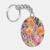Herrliche Ansammlung - Rosa und orange Blume Schlüsselanhänger (Vorderseite links)