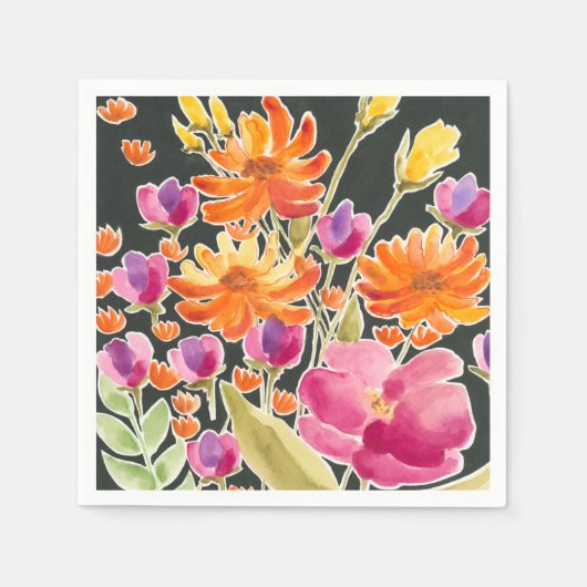 Herrliche Ansammlung - Rosa und orange Blume Serviette (Vorderseite)