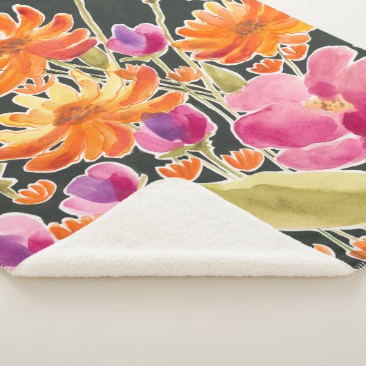 Herrliche Ansammlung - Rosa und orange Blume Sherpadecke (3/4)