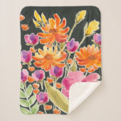 Herrliche Ansammlung - Rosa und orange Blume Sherpadecke (Vorderseite)