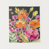 Herrliche Ansammlung - Rosa und orange Blume Wandteppich (Vorderseite)