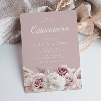 Herrliche Blush & Dusty Rose Quinceanera Einladung