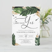 Herrliche bohische tropische Blätter Gold sagte si Einladung (Stehend Vorderseite)