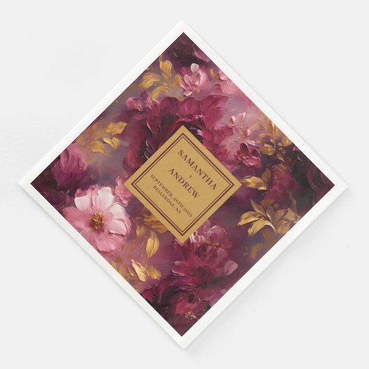 Herrliche Burgundy Gold Wedding Dinner Napkins Ros Serviette (Ecke)