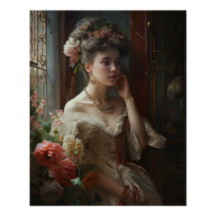 Herrliche Dame in einem Seidenkleid............... Poster