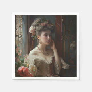 Herrliche Dame in einem Seidenkleid............... Serviette