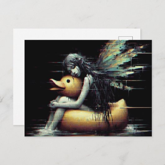 Herrliche Fairy eingeschlafen auf Gummi Ente Float Postkarte (Vorne/Hinten)
