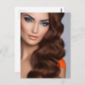 Herrliche Frau in Orange Postkarte (Vorne/Hinten)