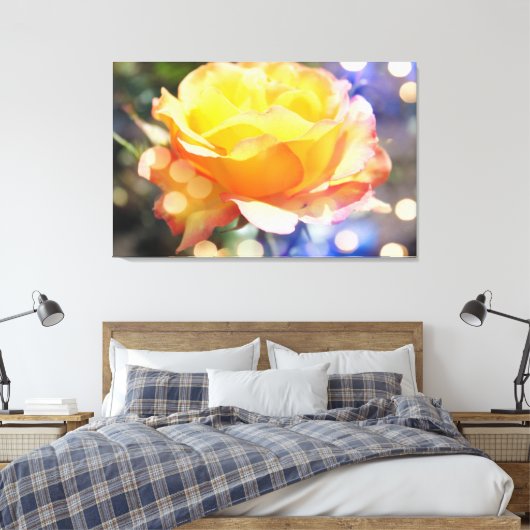 Herrliche gelbe Rosenrose Blume. Blumenfotografie Leinwanddruck (Insitu (Schlafzimmer))