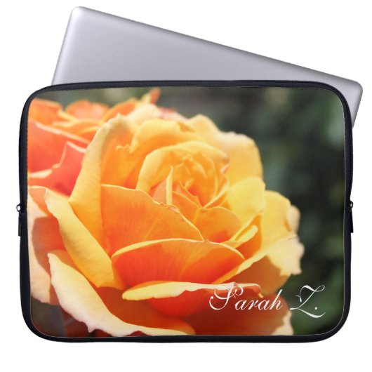 Herrliche gelbe Rosenrose Blume, mit Namen. Laptopschutzhülle (Vorderseite)