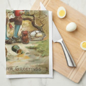 Herrliche Geschirrtuch-Osterhasen-Malerei-Eier Handtuch (Viertel Falte)