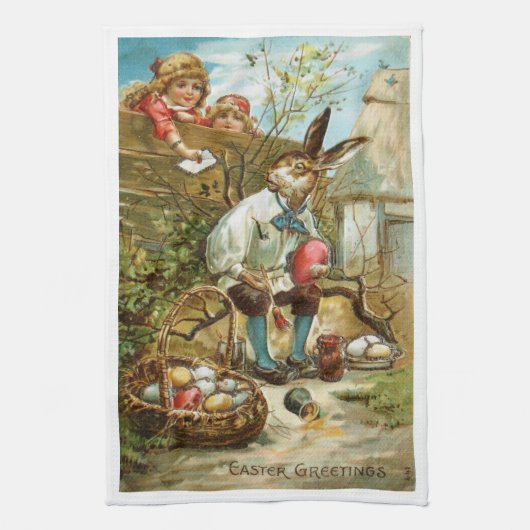 Herrliche Geschirrtuch-Osterhasen-Malerei-Eier Handtuch (Vertikal)