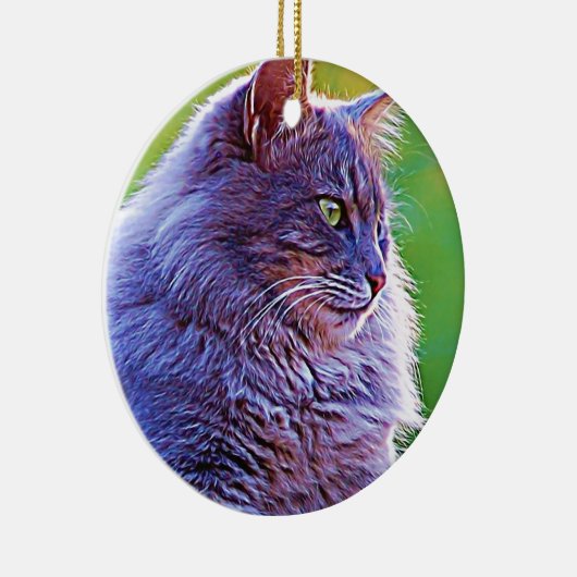 Herrliche graue Katze Keramikornament (Rechts)