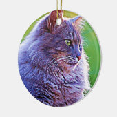 Herrliche graue Katze Keramikornament (Links)