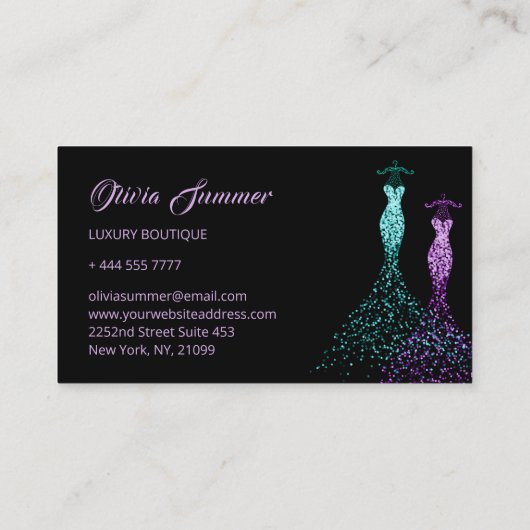 Herrliche Kleider Luxus Boutique Visitenkarte (Rückseite)