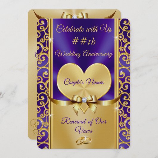 Herrliche Lila, goldene Erneuerung der Einladungen (Vorne/Hinten)