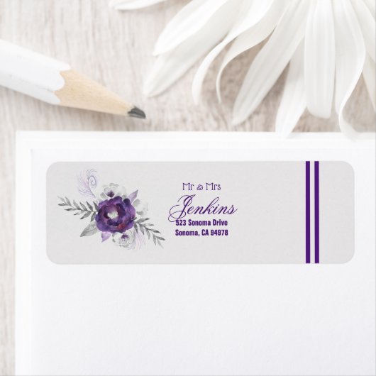 Herrliche Lila graue Rücksendeadressen-Aufkleber (Insitu)