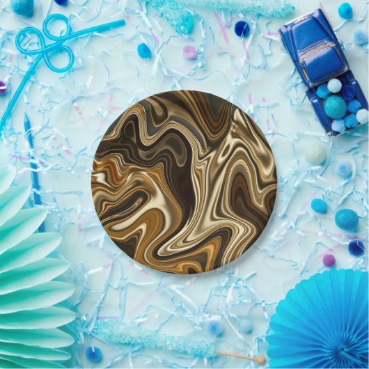 Herrliche Marmorart - warmes Braun Pappteller (Party)