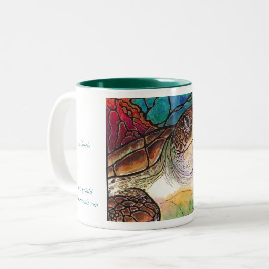 Herrliche Meeresschildkröte-Buntglas-Art-Kunst Zweifarbige Tasse (Vorderseite Links)