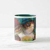 Herrliche Meeresschildkröte-Buntglas-Art-Kunst Zweifarbige Tasse (Mittel)