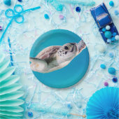 Herrliche Meeresschildkröte-Schwimmen im Ozean Pappteller (Party)