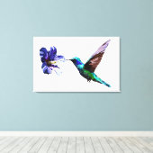 Herrliche Minimalistische Hummingvogel/Hibiskus Le Leinwanddruck (Insitu (Holzboden))