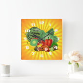 Herrliche Obst- und Gemüseküche Quadratische Wanduhr (Zuhause)