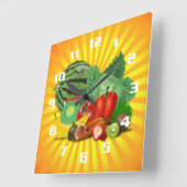 Herrliche Obst- und Gemüseküche Quadratische Wanduhr (Winkel)