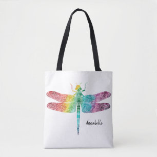 Herrliche Regenbogenwatercolor-Libelle Tasche