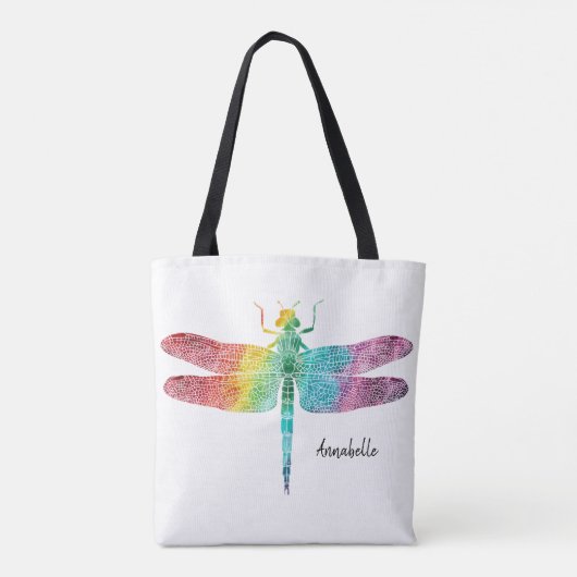 Herrliche Regenbogenwatercolor-Libelle Tasche (Rückseite)