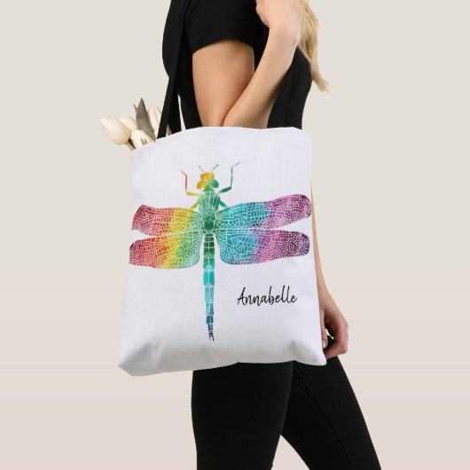 Herrliche Regenbogenwatercolor-Libelle Tasche (Von Nahem)