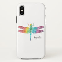 Herrliche Regenbogenwatercolor-Libellen-Silhouette